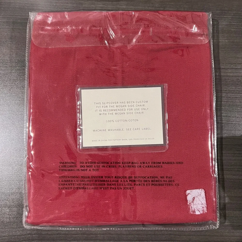 Pottery Barn Megan Side Chair Slipcover Red 100% Cotton Canvas New